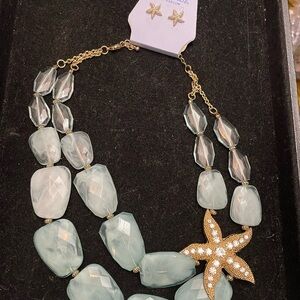 Periwinkle by Barlow Gold and Blue Starfish Necklace